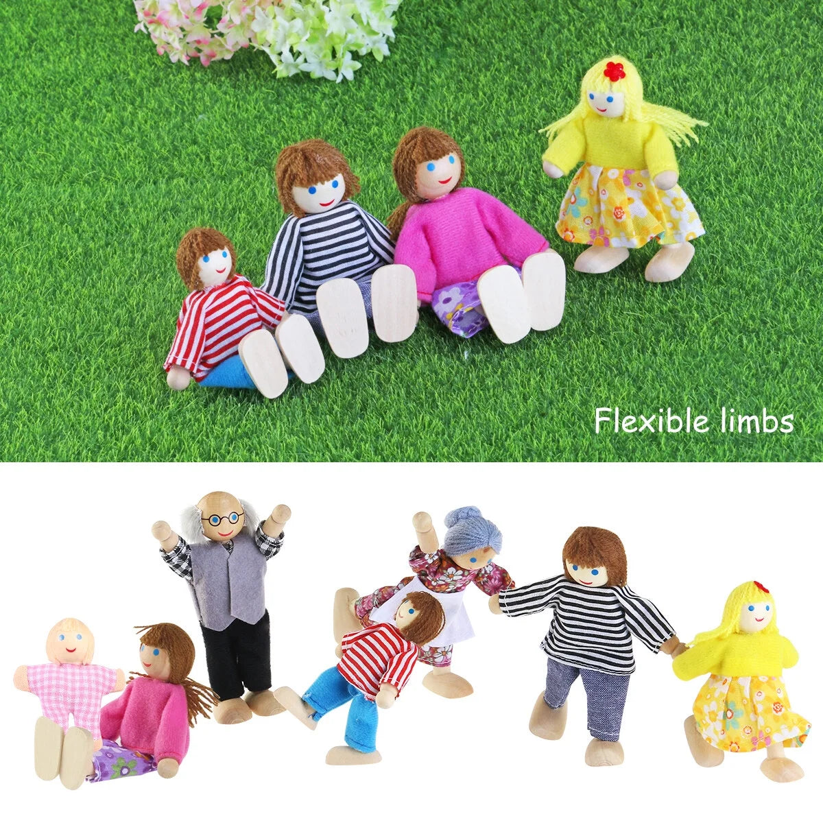 Wooden Dolls Playset Set of 7 People A3862
