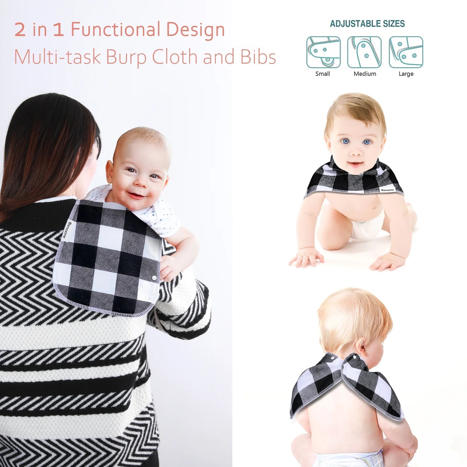 12-Pcs Animal Pattern Burp Cloths and Baby Bibs C7567