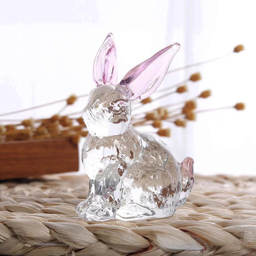 Rabbit Glass Animal Bunny Statue Crystal Figurines Sculpture Ornament Z1883