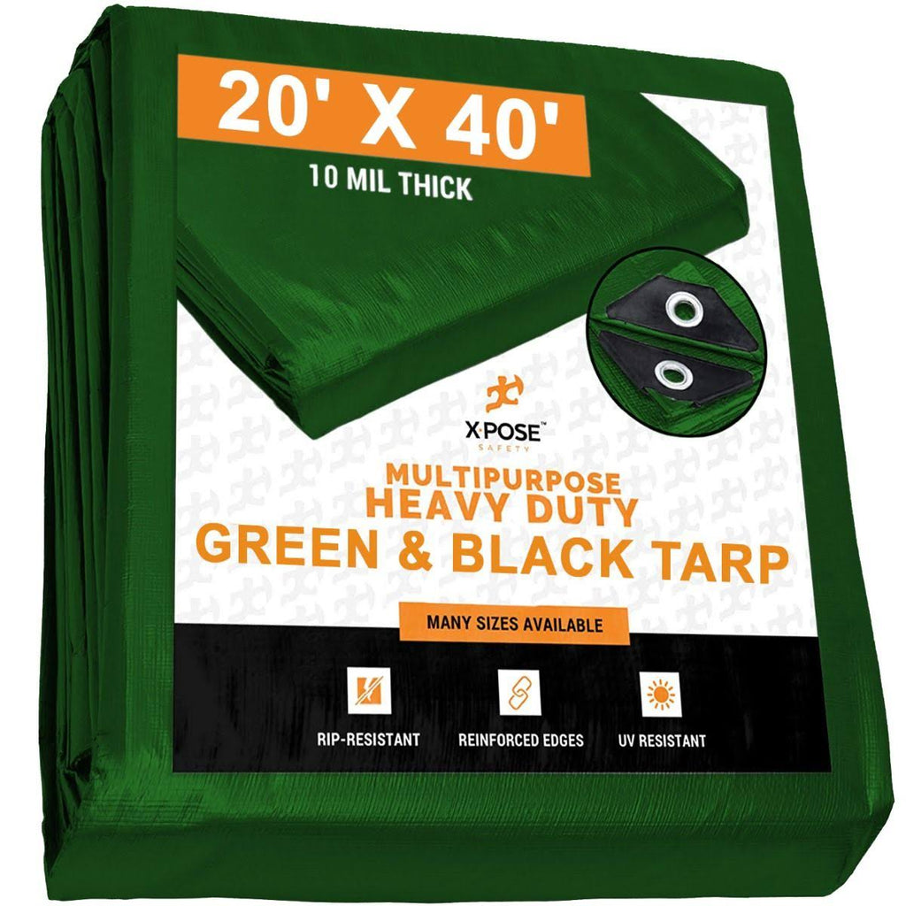 Heavy Duty Green/Black Poly Tarps 20' x 40' L82019