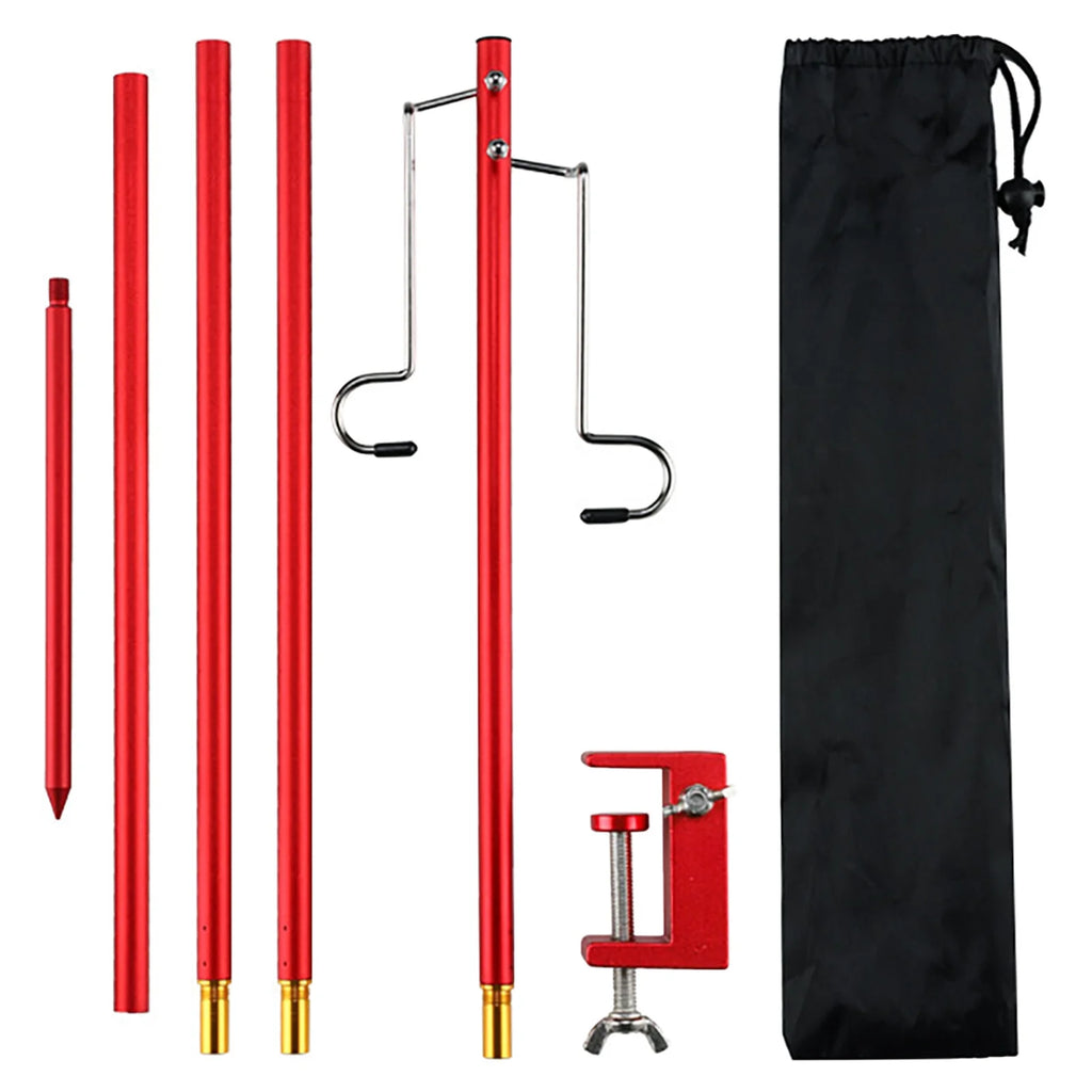 Portable Collapsible Lantern Pole with Stake, Aluminum Foldable Lightweight Stand L5912