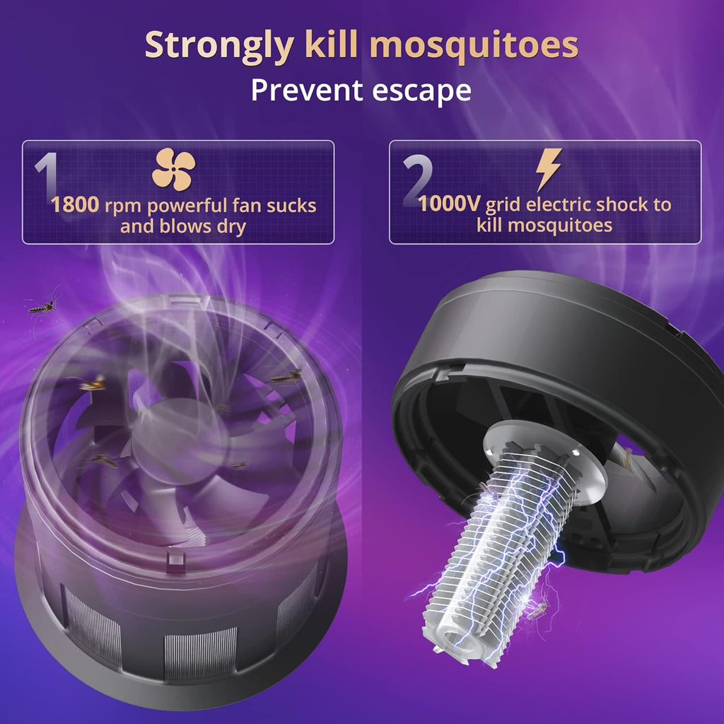 Mosquito Trap Indoor, Insect Trap for Flies, Gnat & Moth, Bug Zapper with 1000V Grid, Suction Fan, Pack of 2 X438673