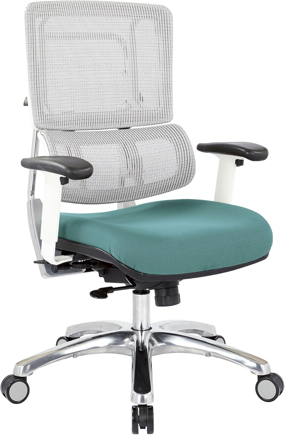 White Vertical Mesh Back and Padded Steel Mesh Seat Managers Chair with Adjustable Arms Q40594