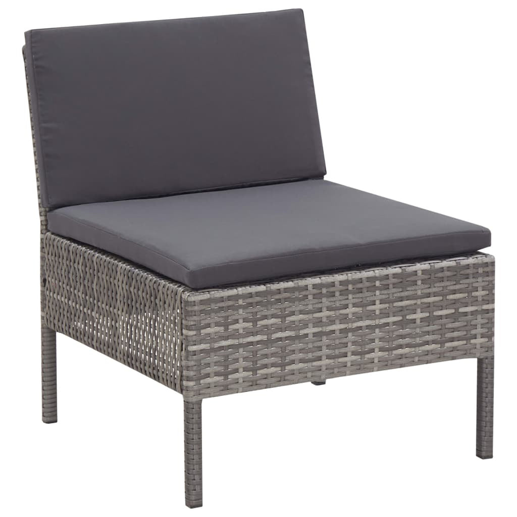 3 Piece Outdoor Sectional Sofa Set with Cushions Poly Rattan Steel Frame O213964