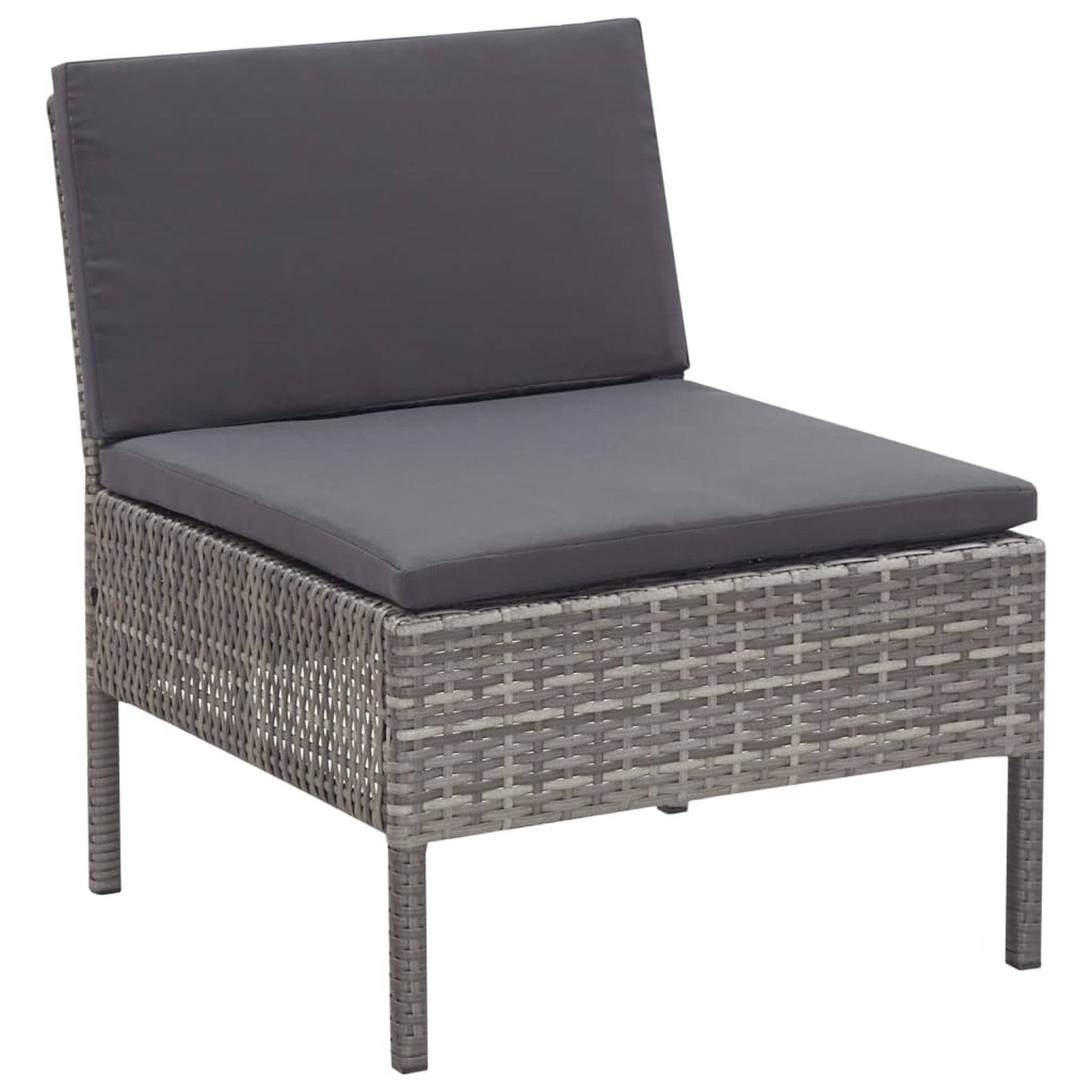 3 Piece Outdoor Sectional Sofa Set with Cushions Poly Rattan Steel Frame O213964
