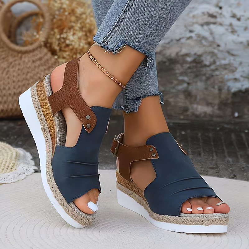 Women's Platform Wedge Sandals, Open Toe Ankle Buckle Strap Espadrille Casual Summer Shoes