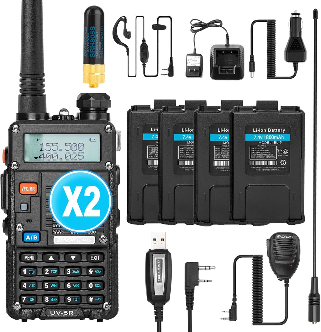 UV-5R Pro Dual-Band Handheld Walkie Talkie with 2 Rechargeable Battery M354
