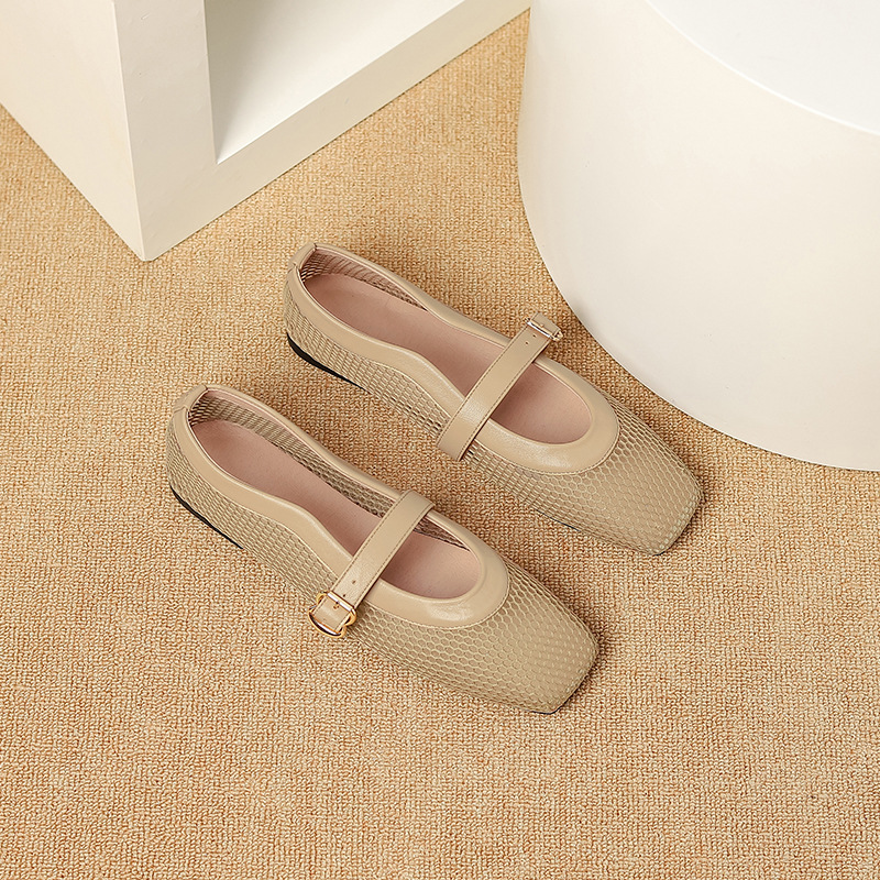 Cutout Single-Strap Mesh Sandals