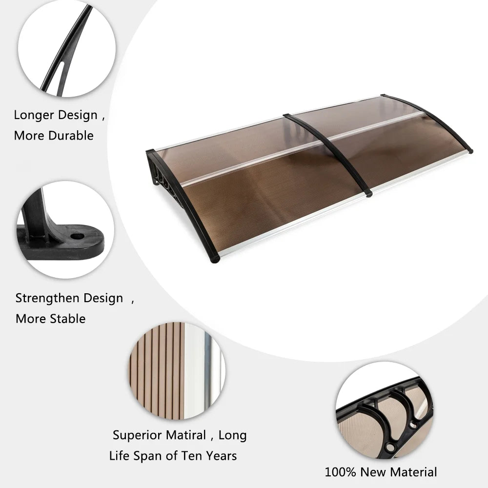 Black Polycarbonate Patio Window Awning Q78122