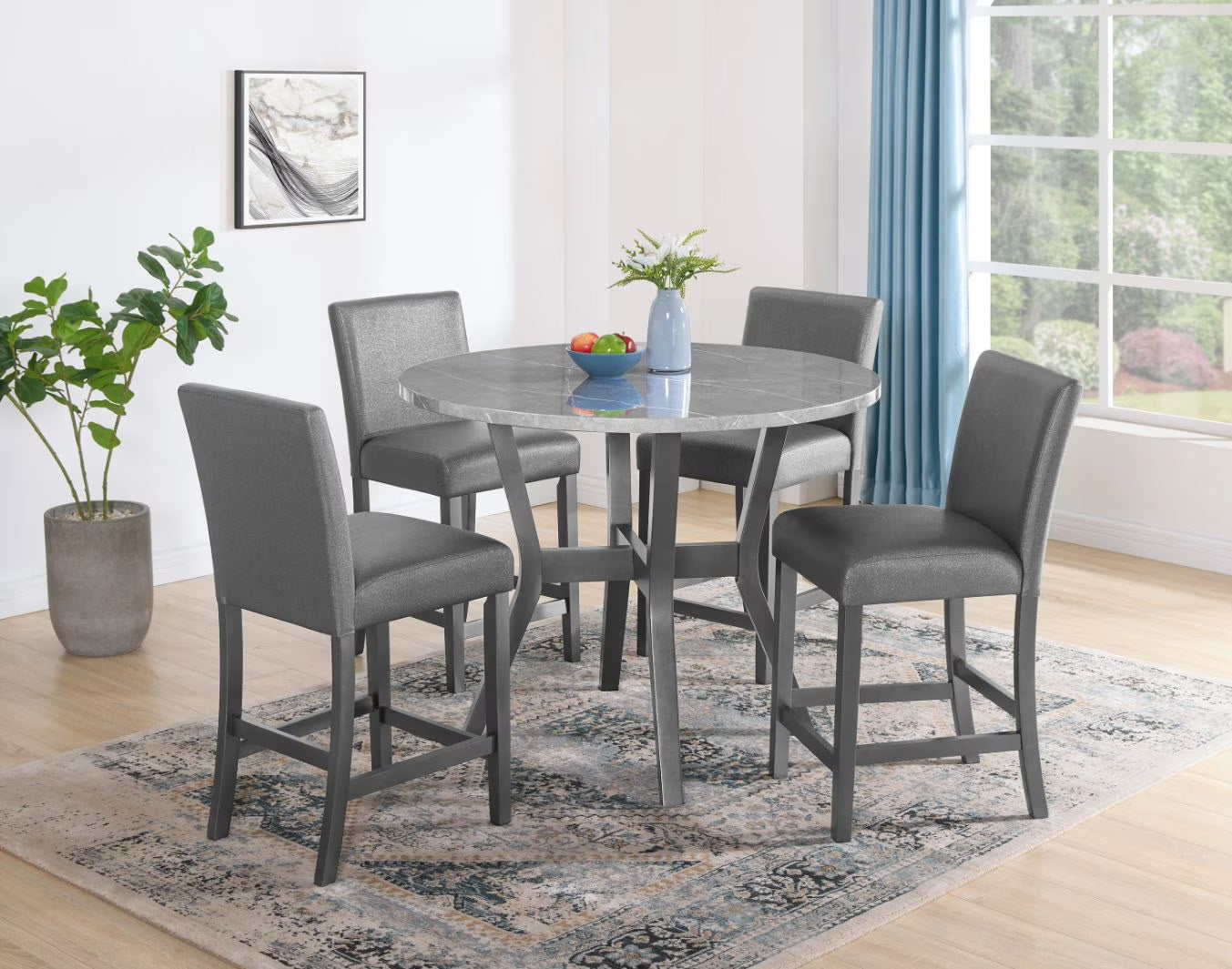 5 Piece Counter Height Table Set Grey V13890