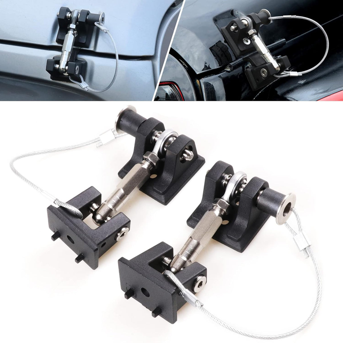 Aluminum Hood Latches Locking Kit, 1 Pair Black with 2 Keys G7973