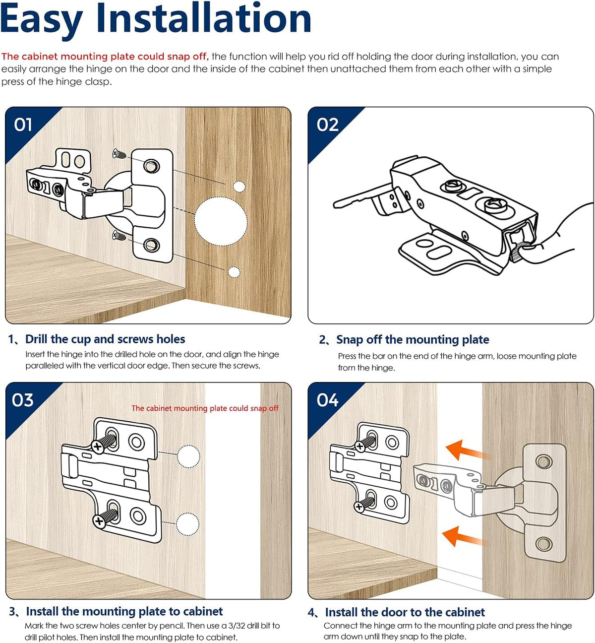 60 Pack 30 Pairs Soft Close Full Overlay Cabinet Door Hinges M29836