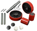 Pallet Jack Full Set Red with Axles, Steering Wheels, Front Load Roller, Entry Exit Roller and Protective Caps P9442