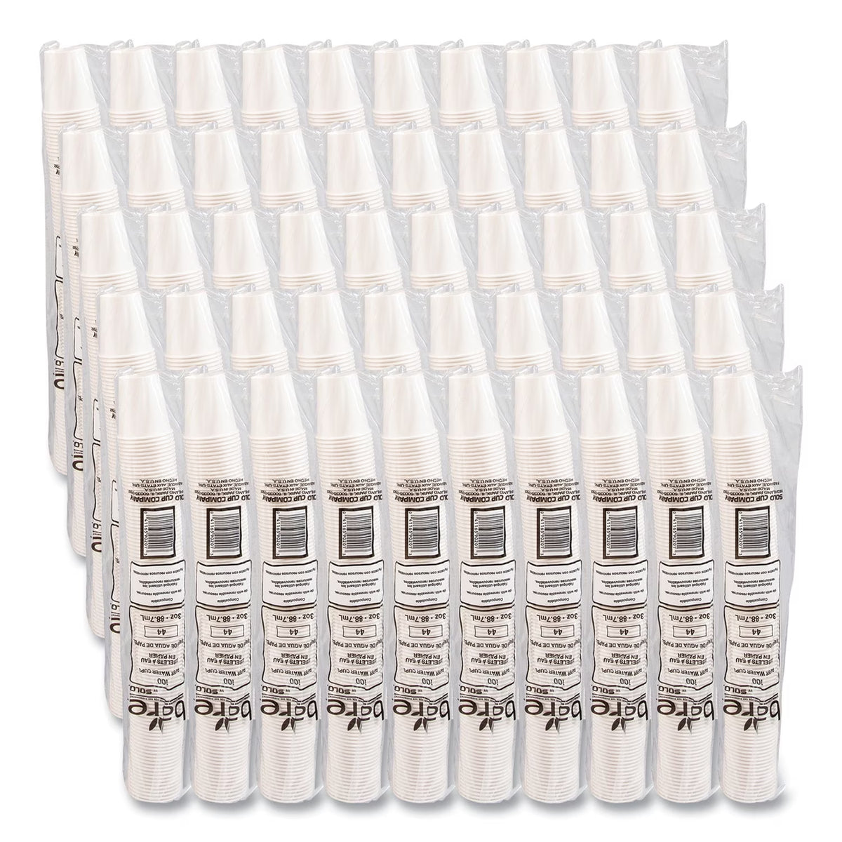 White Paper Water Cups, 3 oz, 100/Bag S86766