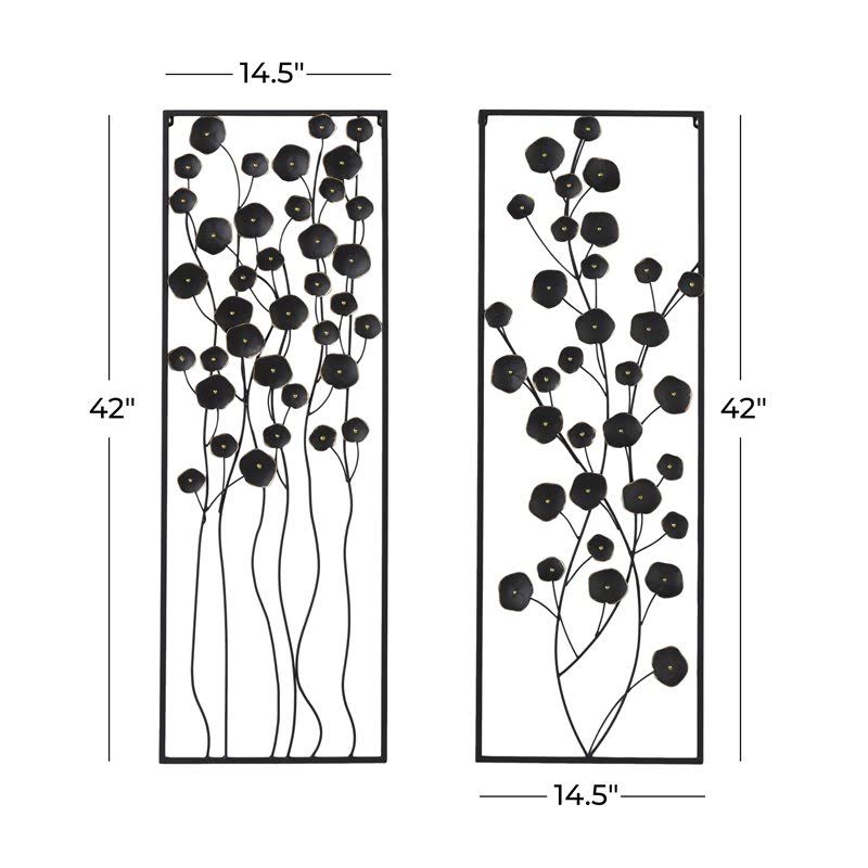 Black Metal Floral Wall Decor (Set of 2) F7071