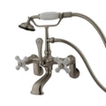 Triple Handle Wall Mounted Clawfoot Tub Filler with Satin Nickel L241