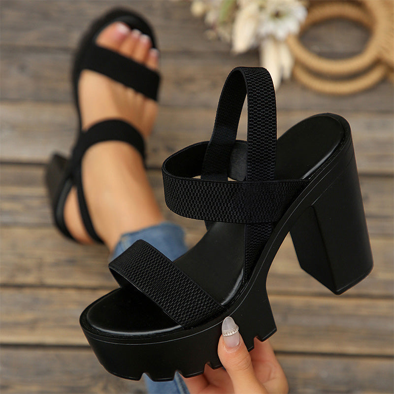 One-strap platform chunky heel high heels