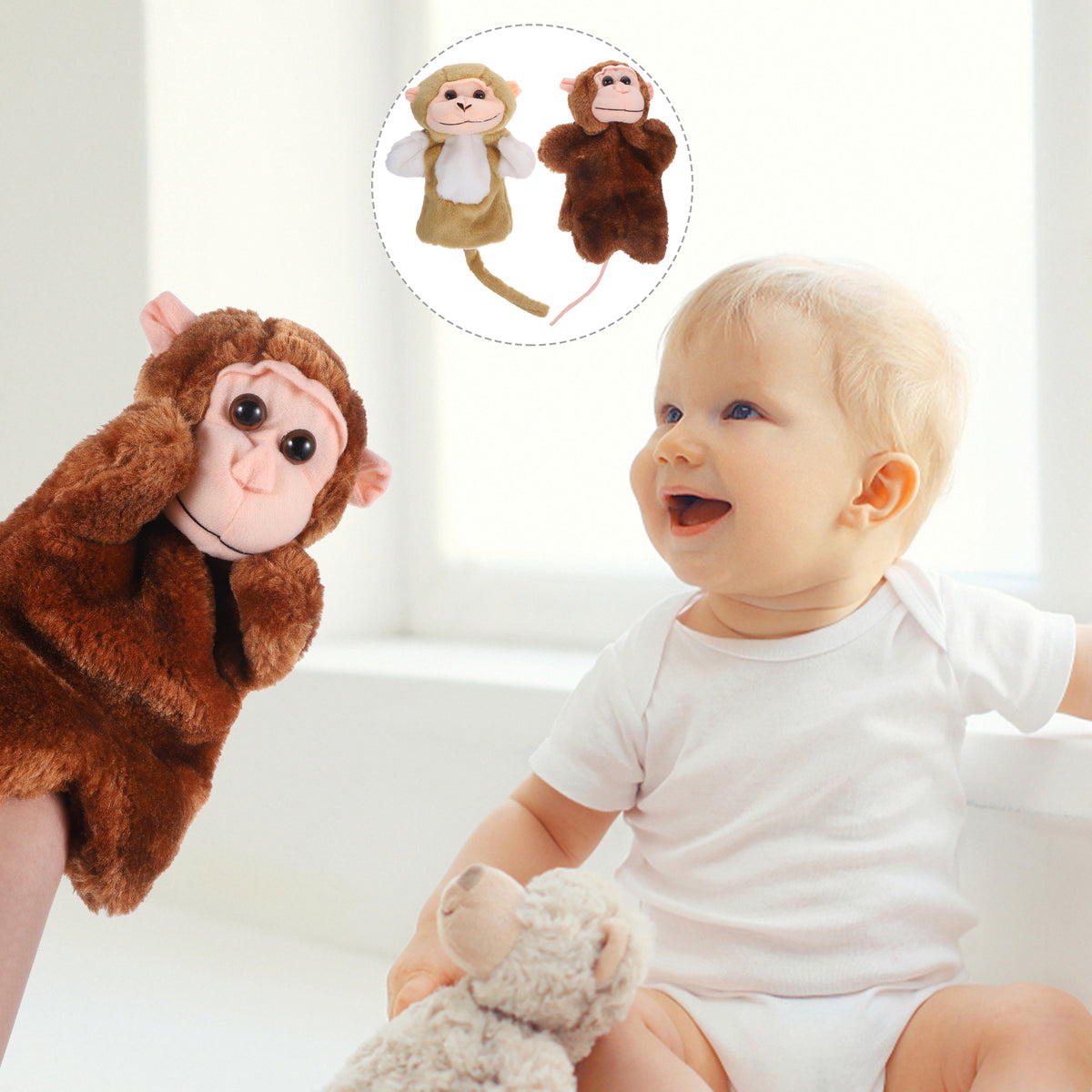 2Pcs Lifelike Monkey Hand Puppet G9102