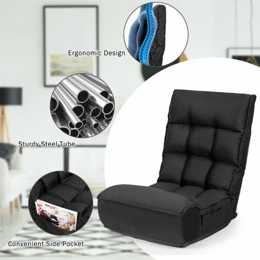 Black Adjustable Folding Floor Chair Sofa X69023