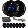 Tinted 7 Color Digital Wideband Air / Fuel Ratio AFR Gauge Kit with Oxygen Sensor, Data Logging Output & Weld-in Bung, Smoked Lens, Multi-Color LED Display, 2-1/16" 52mm Q3289