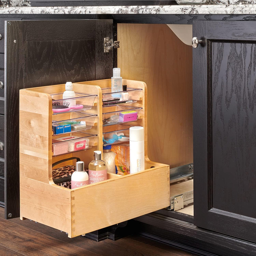 30 Inch Floor Mount L Shaped Wood Sink Vanity Cabinet with Soft Close Slides and Bins Z356934