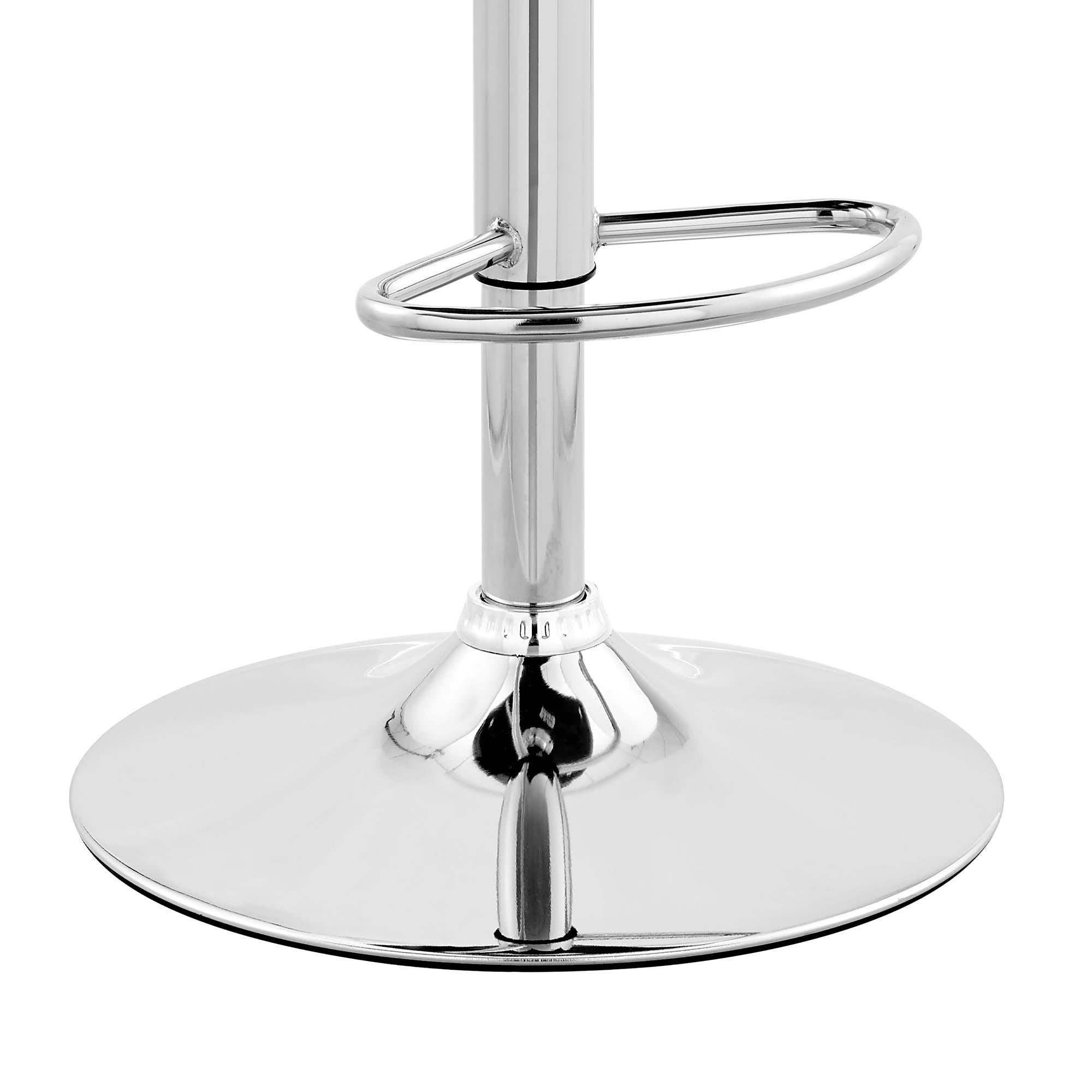 Cream and Silver Faux Leather Metal Adjustable Bar Stool U113