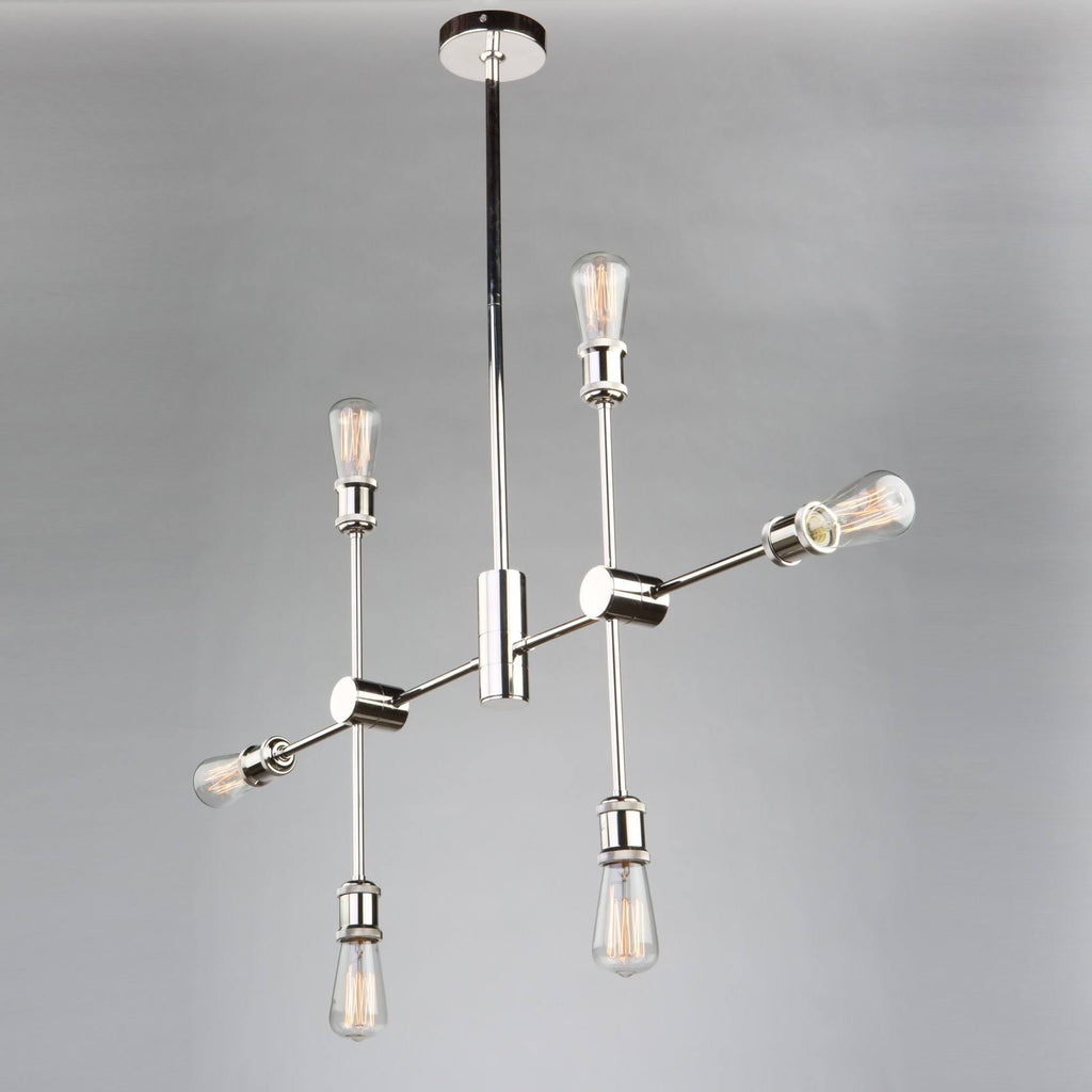 Matte Black Satin Brass 6 Light Chandelier Z2597