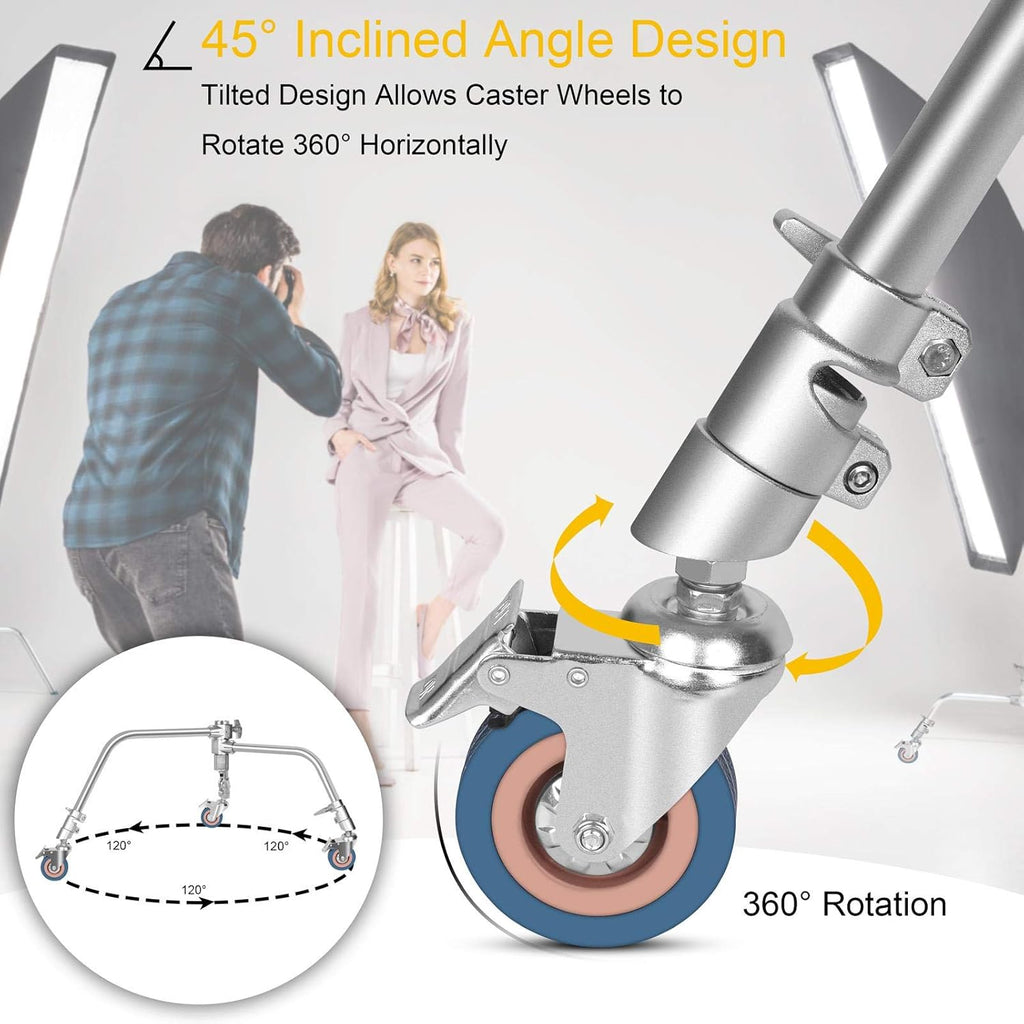 Swivel Caster Wheels Set with Brake for C Stand Q763
