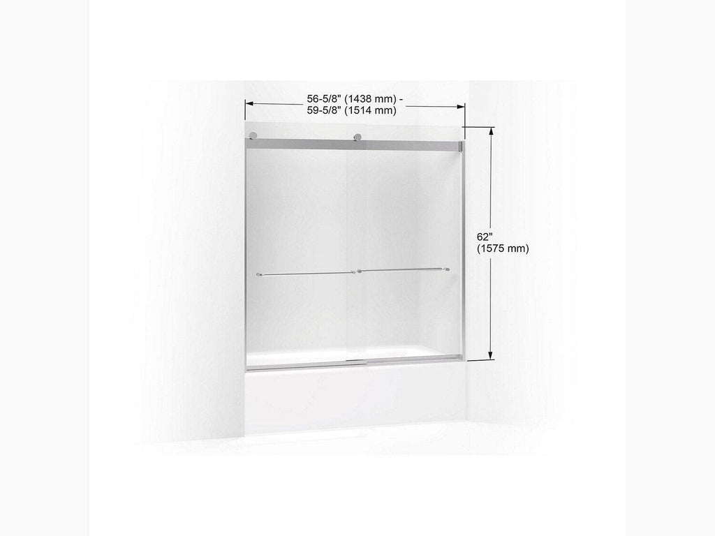 Frameless Sliding Bath Door with Frosted Glass, Matte Nickel T650