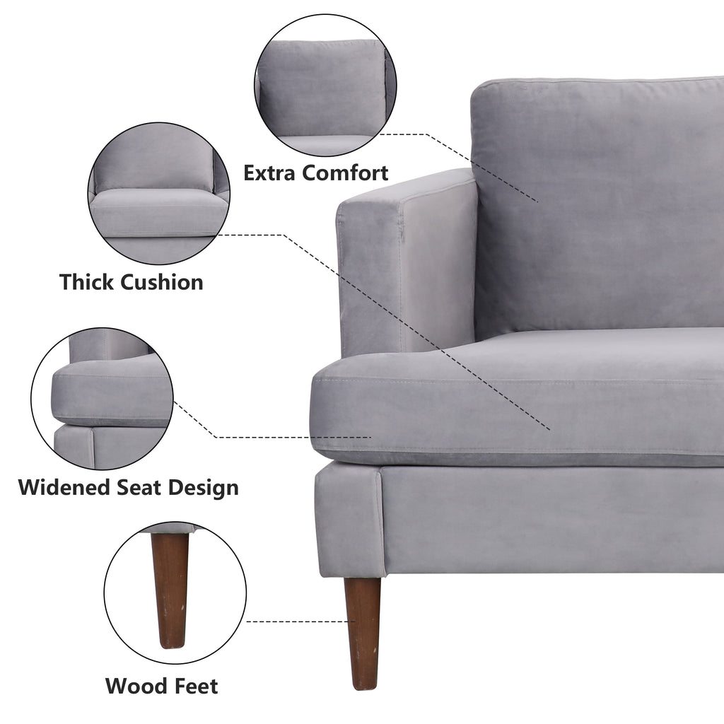 Gray Velvet 2 Piece Sofa Set D6800