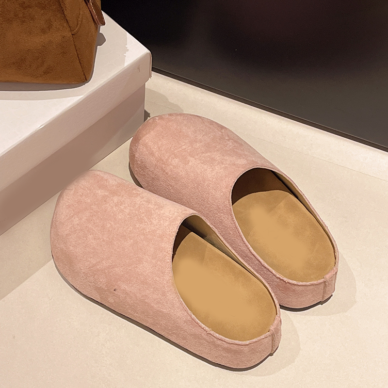 Retro-Chic Platform Suede Backless Slippers with Hidden Height-Increasing Feature