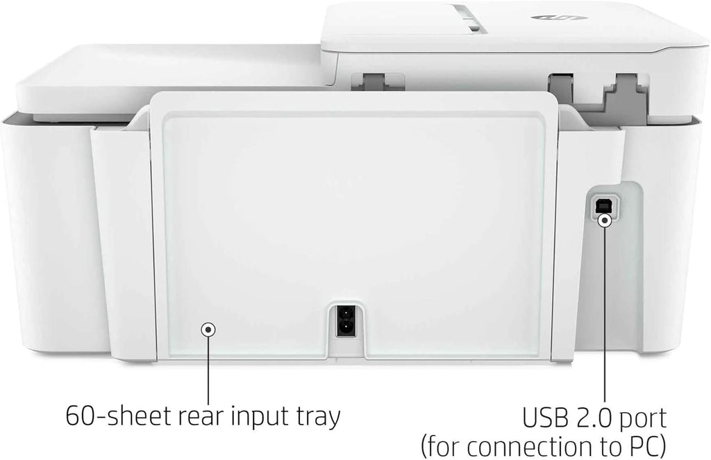 HP DeskJet Plus 41 58e All-in-One Wireless Color Inkjet Printer, White - Print Copy Scan - 1200 x 1200 dpi, 35-Sheet ADF, Icon LCD Display, Hi-Speed USB, Instant Ink Ready S488