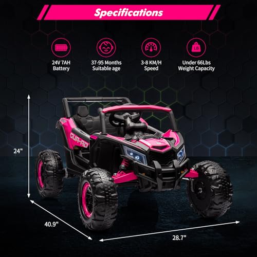 24V Battery Powered Electric UTV Car with Remote Control, Spring Suspension, 200W Motor, Metal Frame, LED Lights Z55302