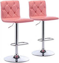 Red PU Leather Swivel Barstools Set of 2 U169939