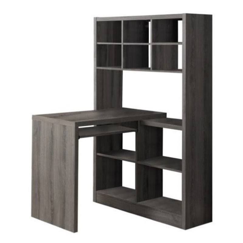 Dark Taupe Computer Desk with Bookcase U258640
