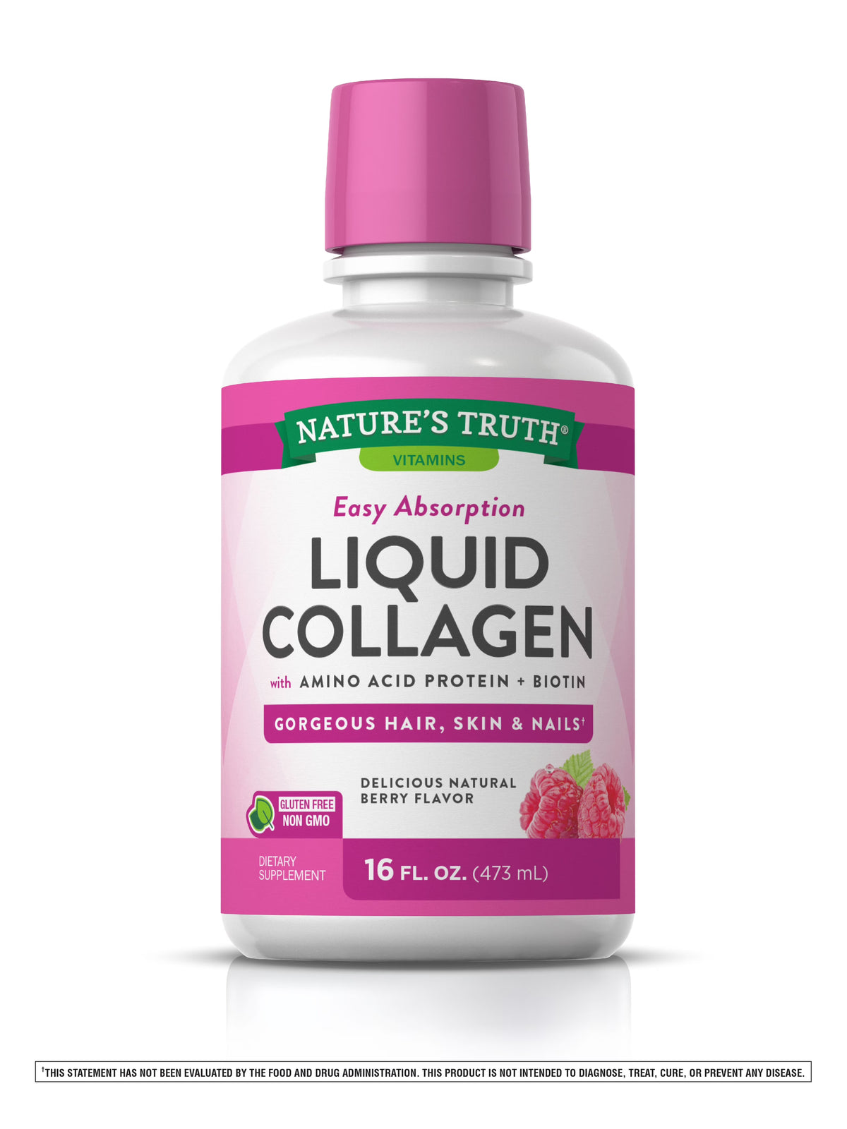 Liquid Collagen Supplement, 16 oz, Natural Berry Flavor W460631