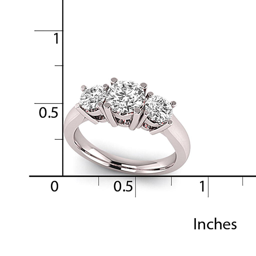 14K White Gold Three Stone Ring R136