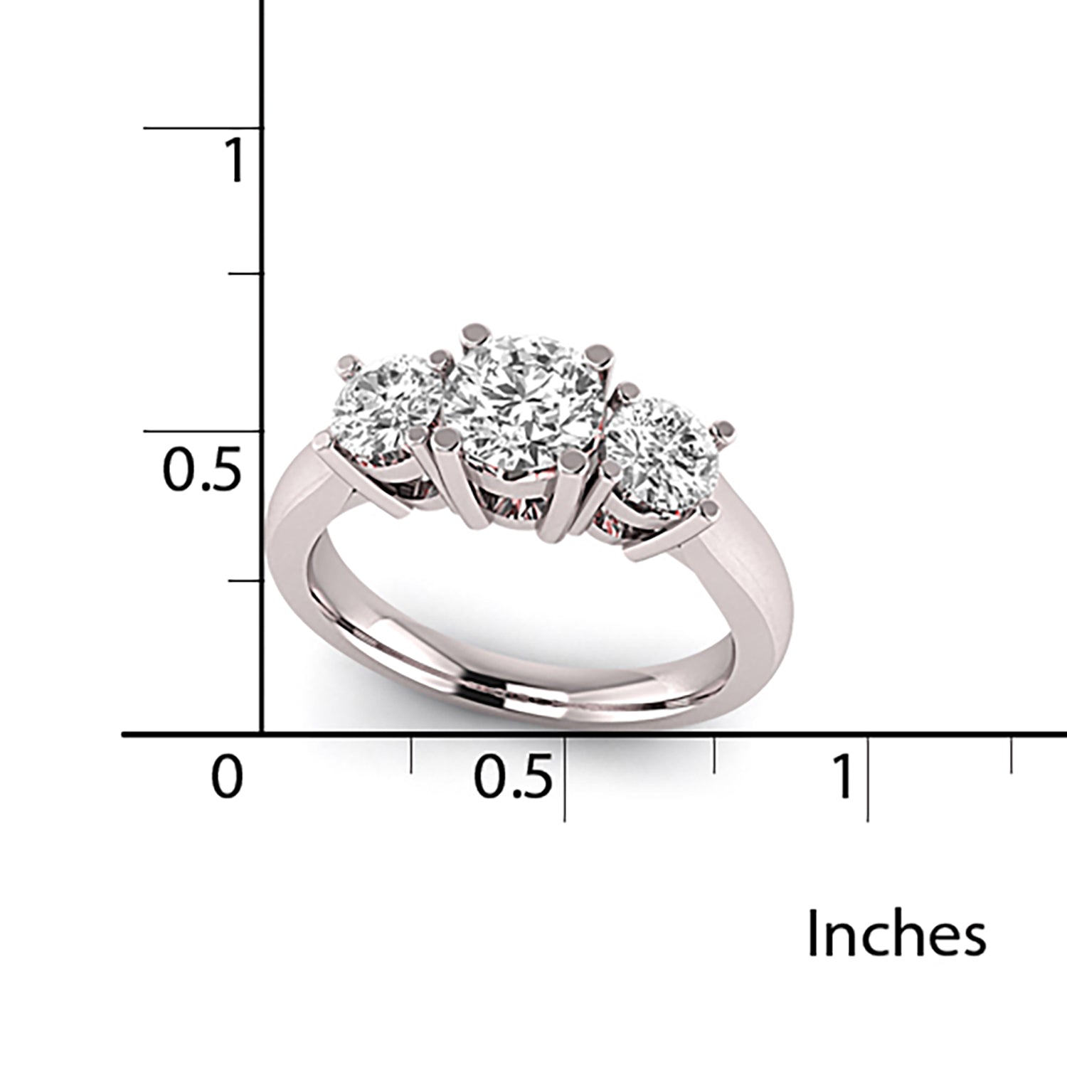 14K White Gold Three Stone Ring R136