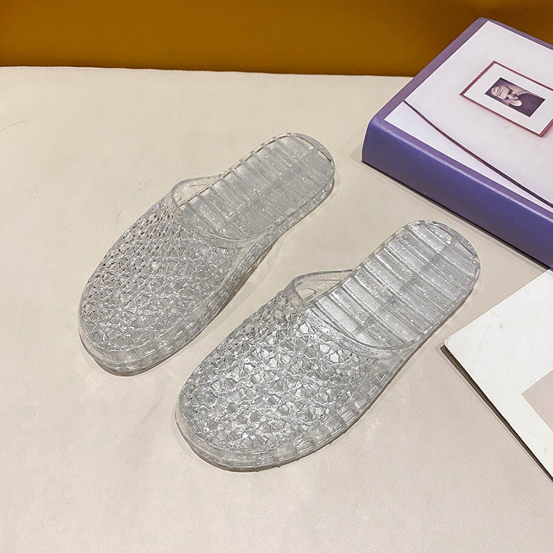 Half-covered hollow-out platform sandals