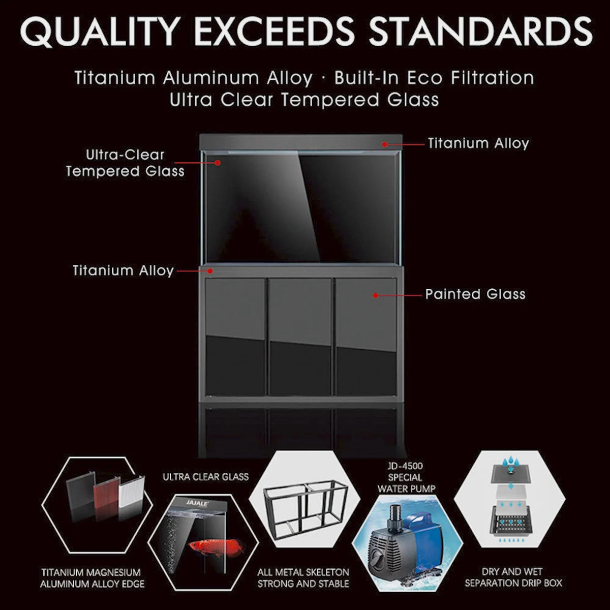 135 Gallon Tempered Glass Aquarium Black S897