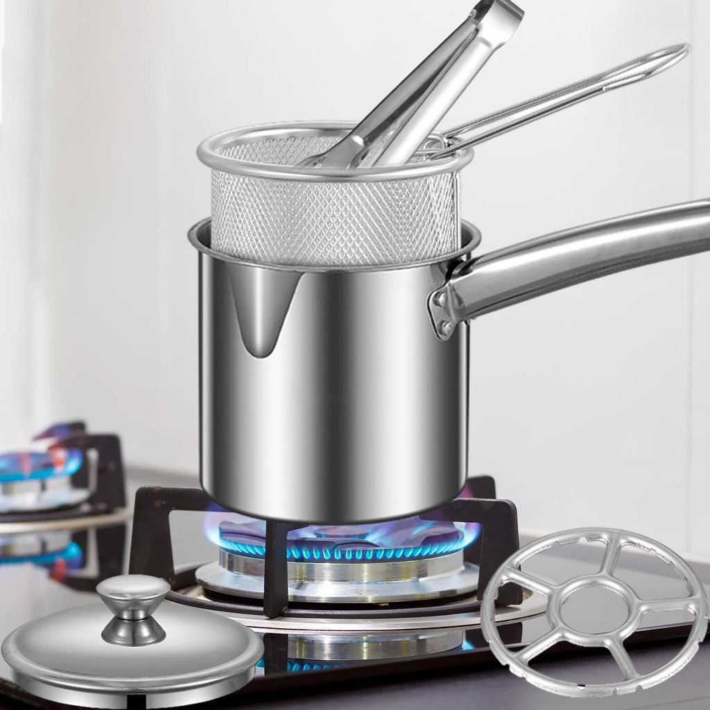 Fryer Pan with Cover Net Basket Cookware G43532