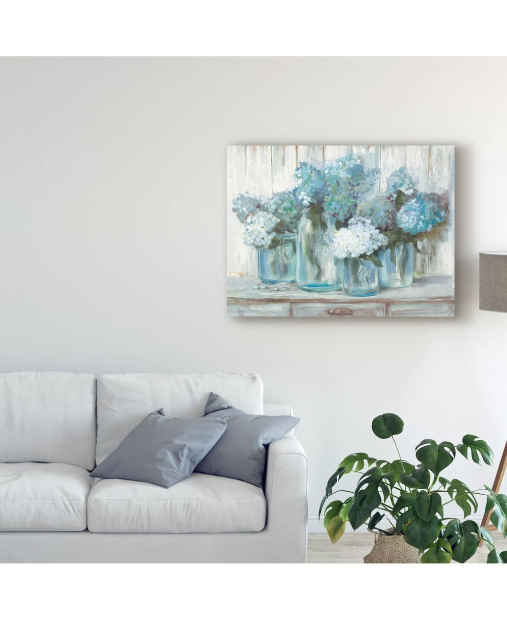 Blue Hydrangeas in Glass Jars, 35x47 D24407