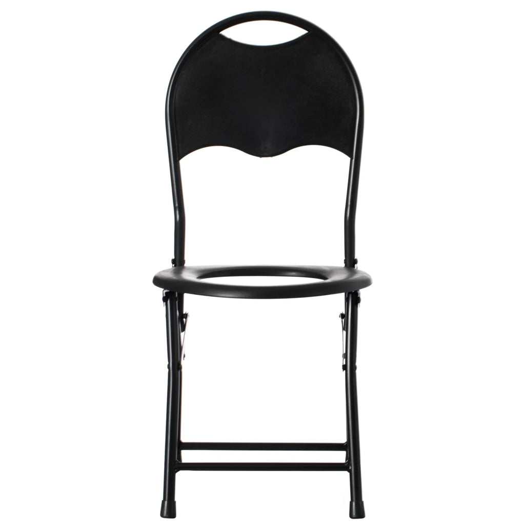 Black Folding Portable Toilet Seat with Backrest H45902