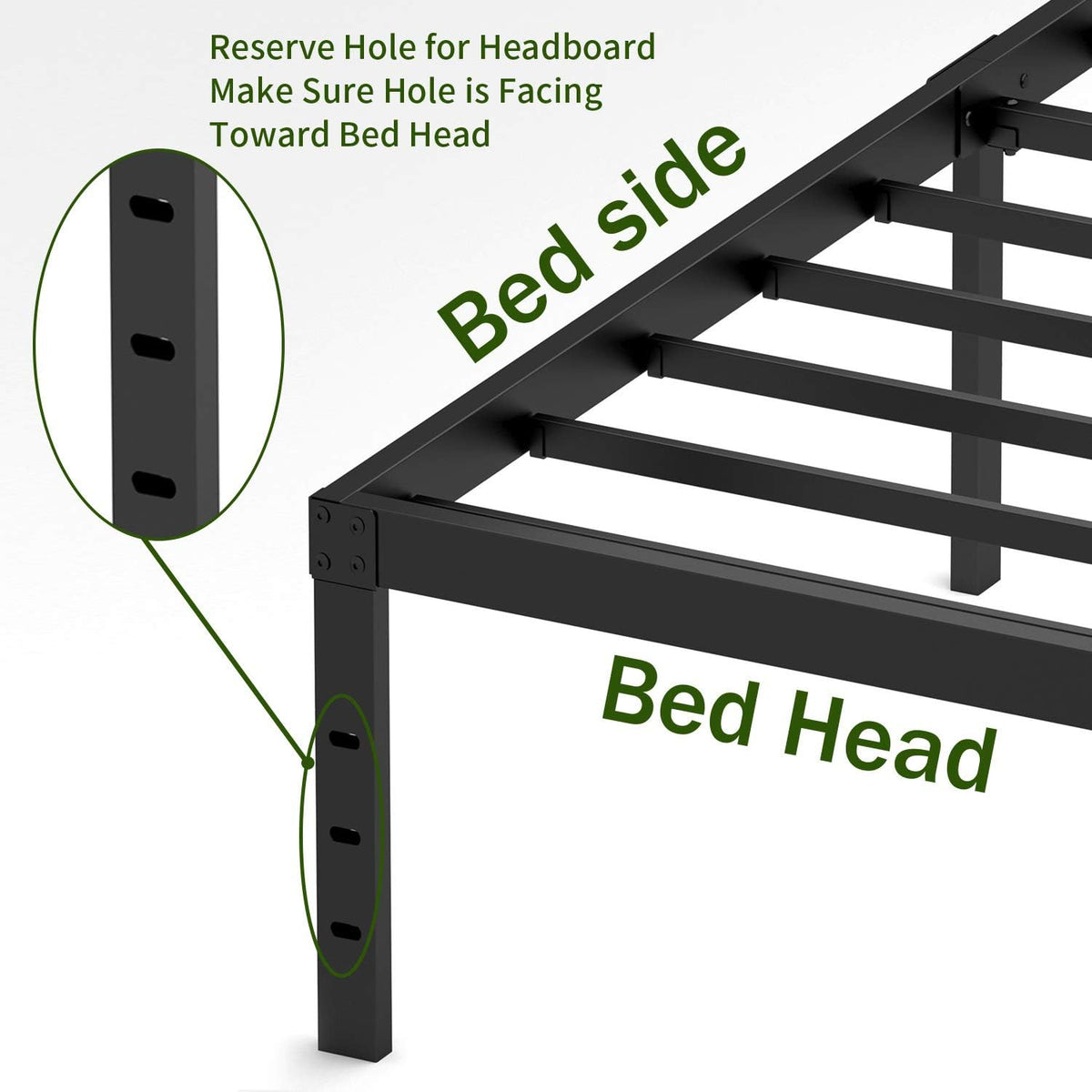 18 Inch Metal Platform Bed Frame with Steel Slats R9325