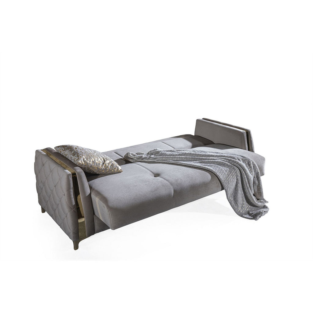 Taupe Sofa with Wood and Under-seat Storage J265573