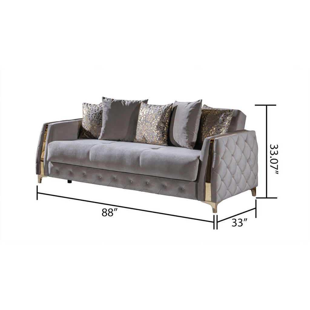 Taupe Sofa with Wood and Under-seat Storage J265573