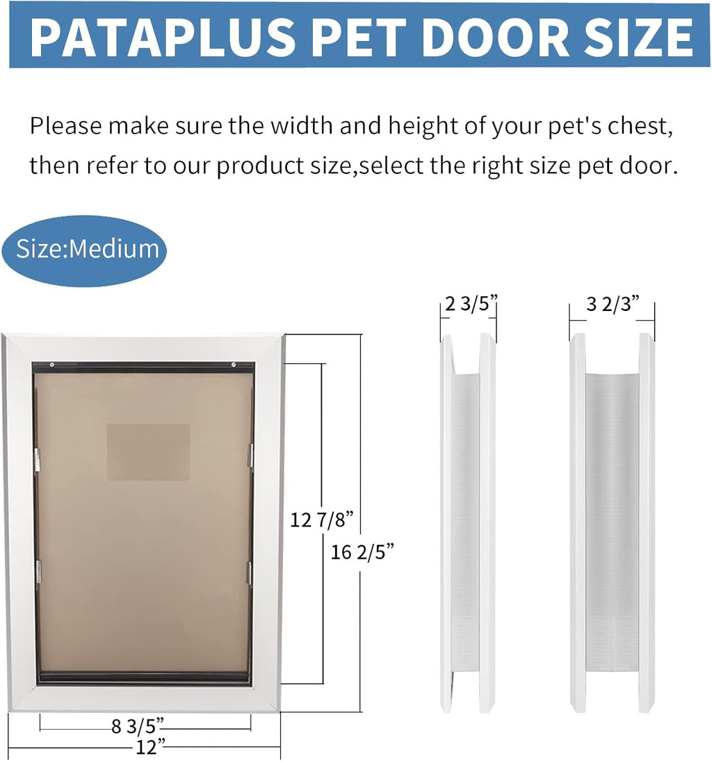 Dog Door with Slide-in Lock Panel and Magnetic Double Flaps, Aluminum Frame Pet Door (Medium) J832