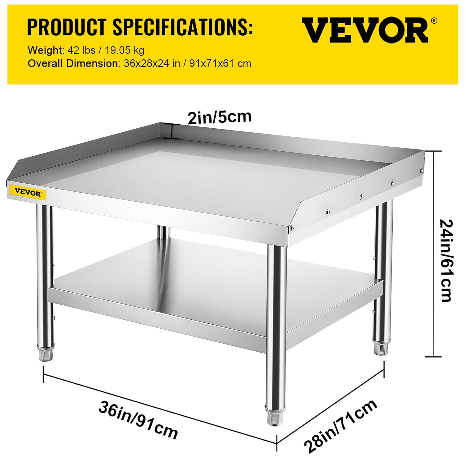 Stainless Steel Grill Stand Table with Adjustable Storage Undershelf T949