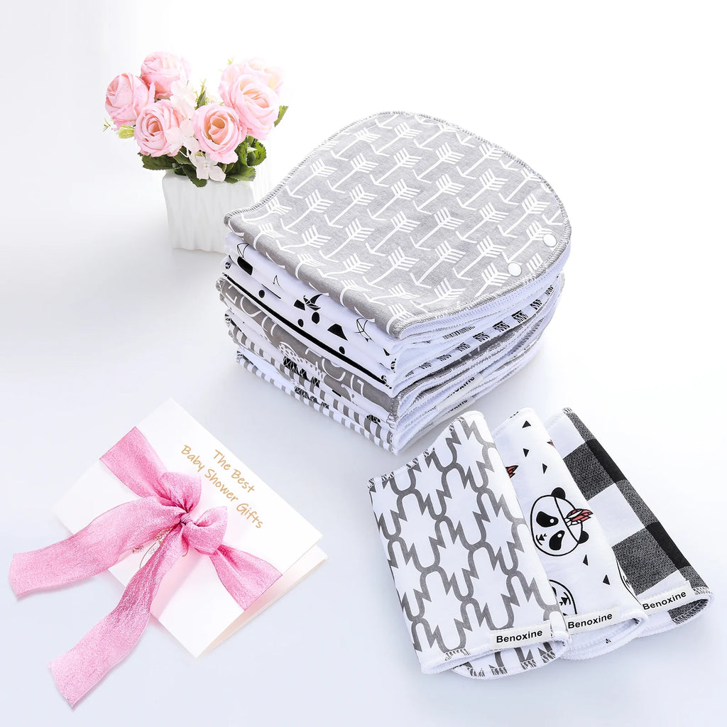 12-Pcs Animal Pattern Burp Cloths and Baby Bibs C7567