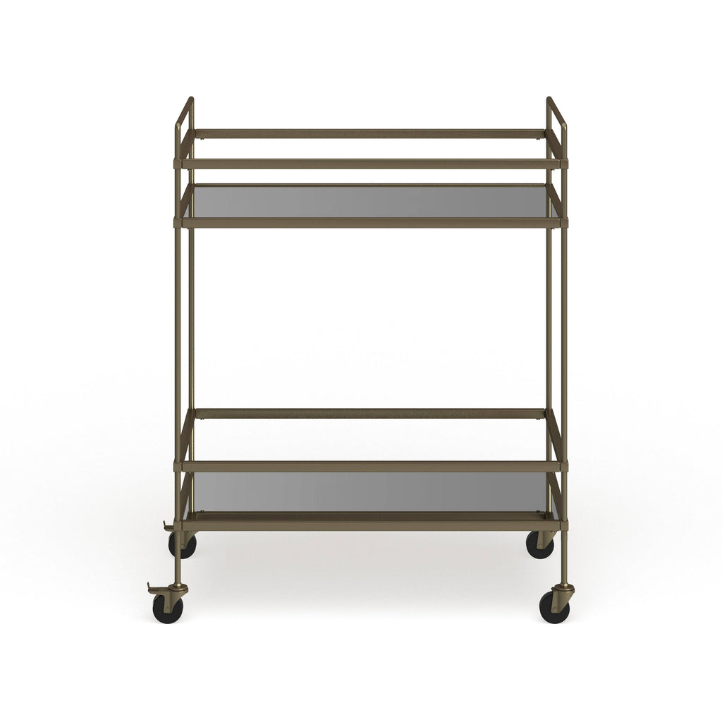 Gold Bar Cart with Two Glass Shelves I84629
